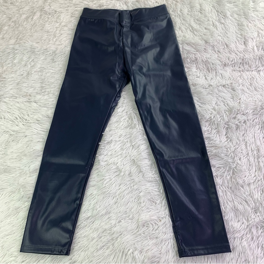 Crewcuts Girls' faux-leather leggings in navy‎ blue